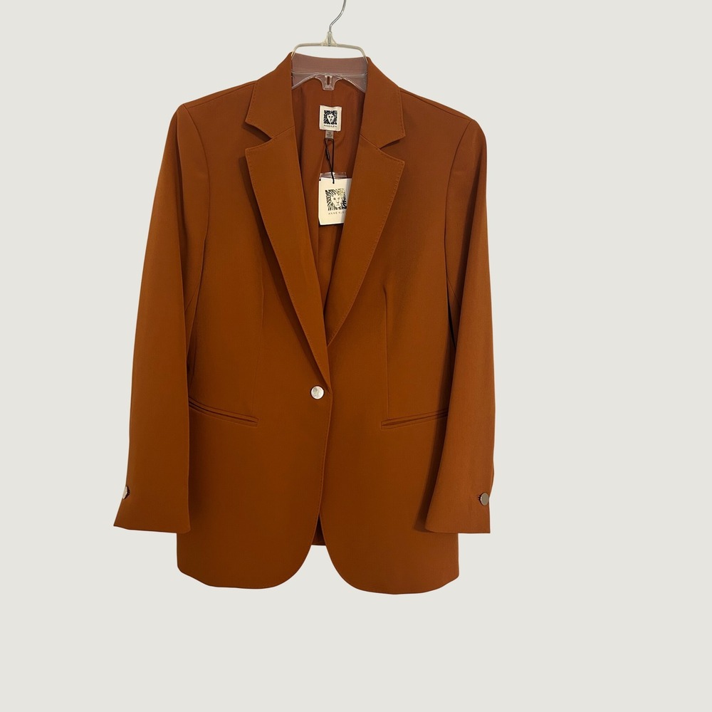 Anne Klein Blazer Women Size 10 Rust New Single Button Notched Lapel Workwear
